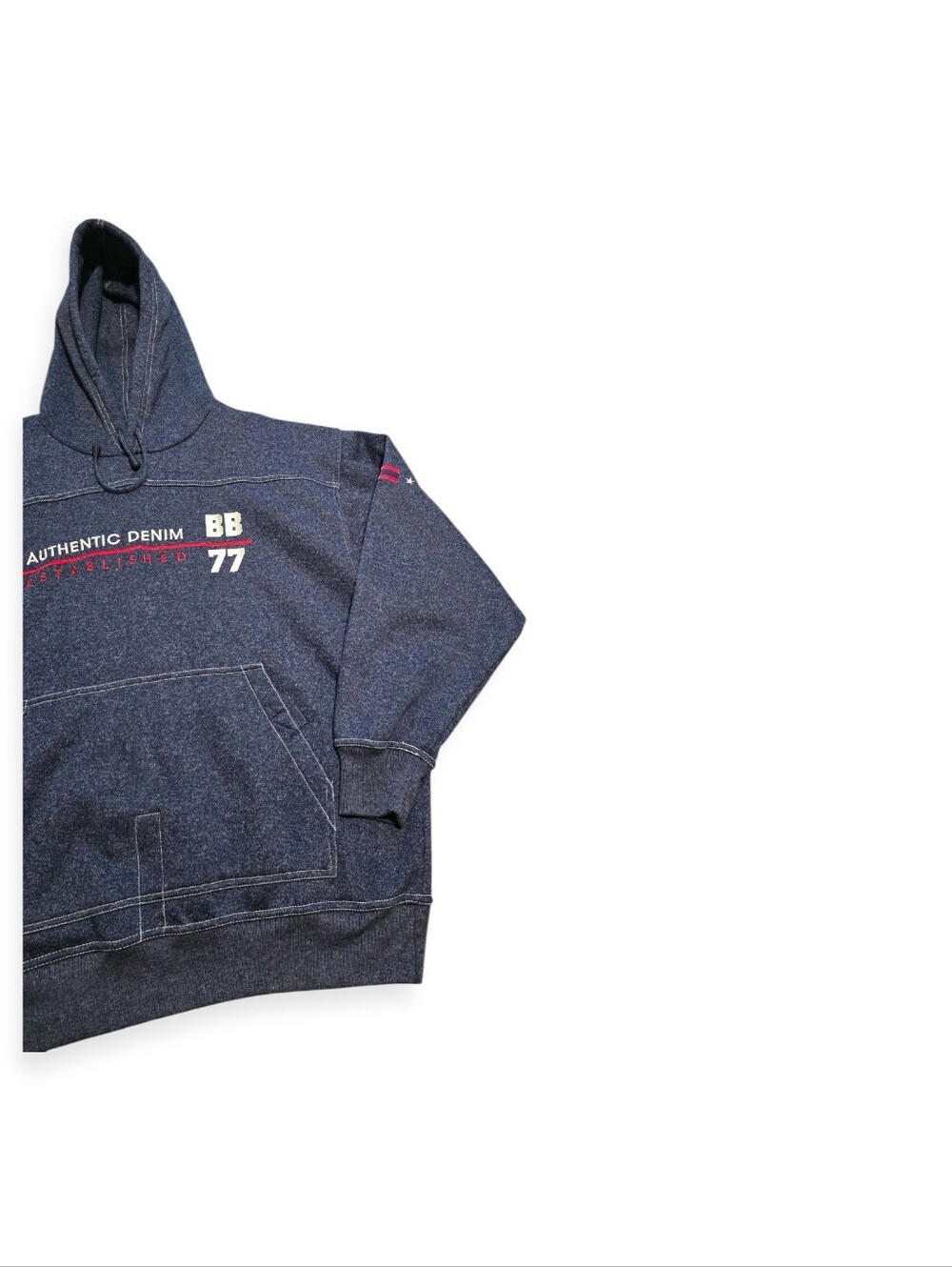 Vintage Bugle Boy Navy Blue 'Authentic Denim' Hoodie - Picture 5 of 6